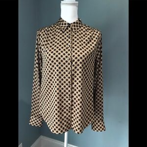 Ann Taylor Blouse. Gold, Navy and White. Size 4